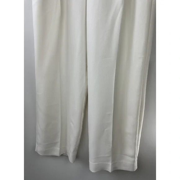 Banana Republic Relaxed Trouser Pleated Wide Leg Pockets Cream Women's Size 10 - Picture 6 of 14